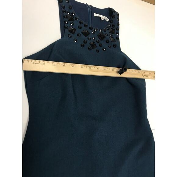 Annie Griffin Dress Womens 4 Teal Green Sheath Sleeveless Halter Jeweled Collar - Picture 8 of 12